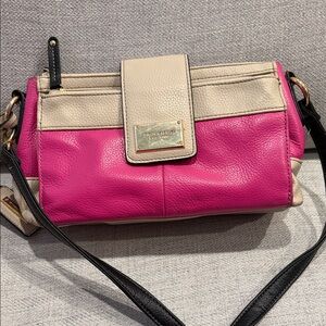 Tignanello Pink and Beige Crossbody Bag